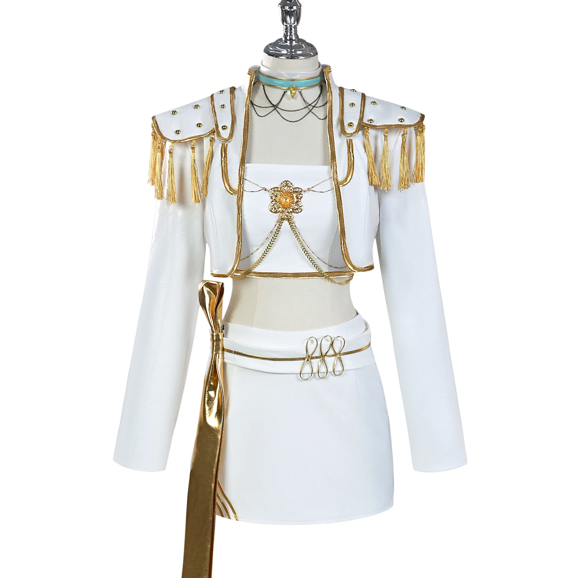 

In Stock Demon Hunters KPop Cosplay Costume Mira White Singing Suit Women Halloween Carnival Party Role Playing Outfit