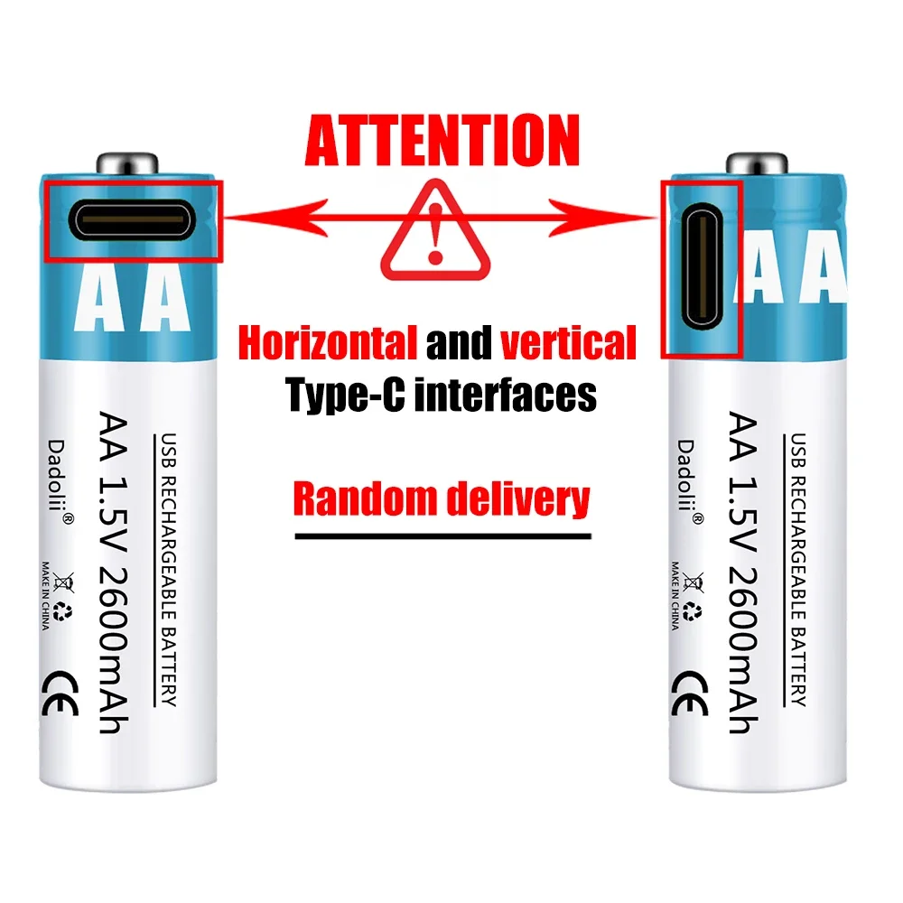 AA AAA 1.5V rechargeable battery 2600mAh rechargeable Lithium ion battery AA 1.5V USB fast charging lithium ion