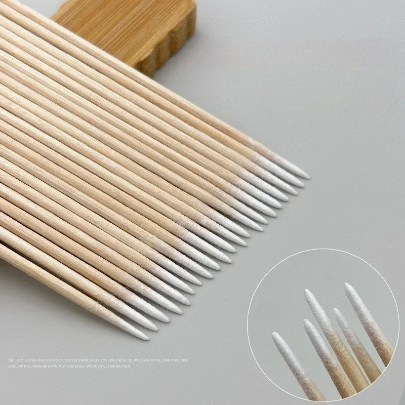 200Pcs Nail Cleaning Swabs Double End Ultra Fine Tip Disposable Stick For Cuticle Gap Nail Polish Overflow Removal Tool