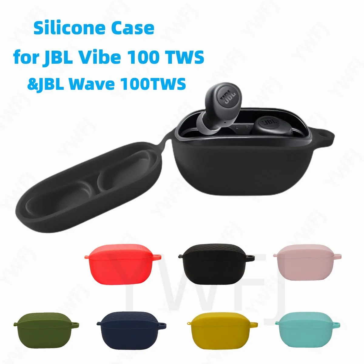 Silicone Case for JBL Vibe 100 TWS - True Wireless in-Ear Headphones Protective Cover Silicone with Keychain for JBL wave100 TWS