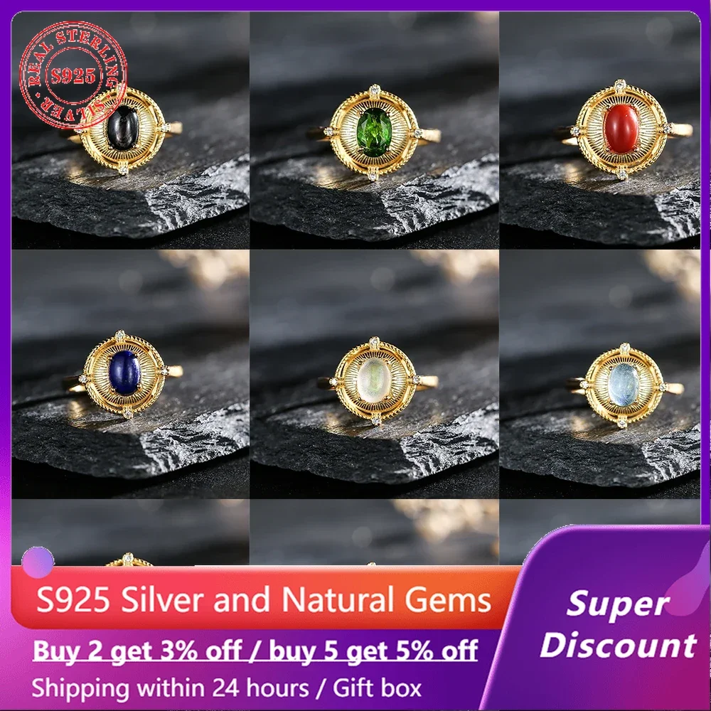 

Deluxe S925 sterling silver plated 18k gold ring paired with natural gemstone crystal jadeite women's ring wedding jewelry gift