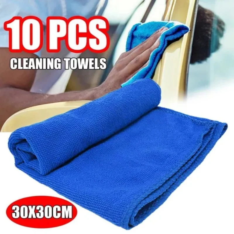 

10pcs 30x30cm Wash Microfiber Towel Car Cleaning Soft Drying Cloth Hemming Wash Towel Duster Car Wash Supplies