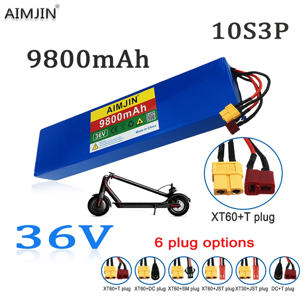 

NEW 36V 9800mAh 18650 Rechargeable Lithium Battery Pack 10S3P 500W High Power Modified Bicycle Scooter Electric Vehicle with BMS