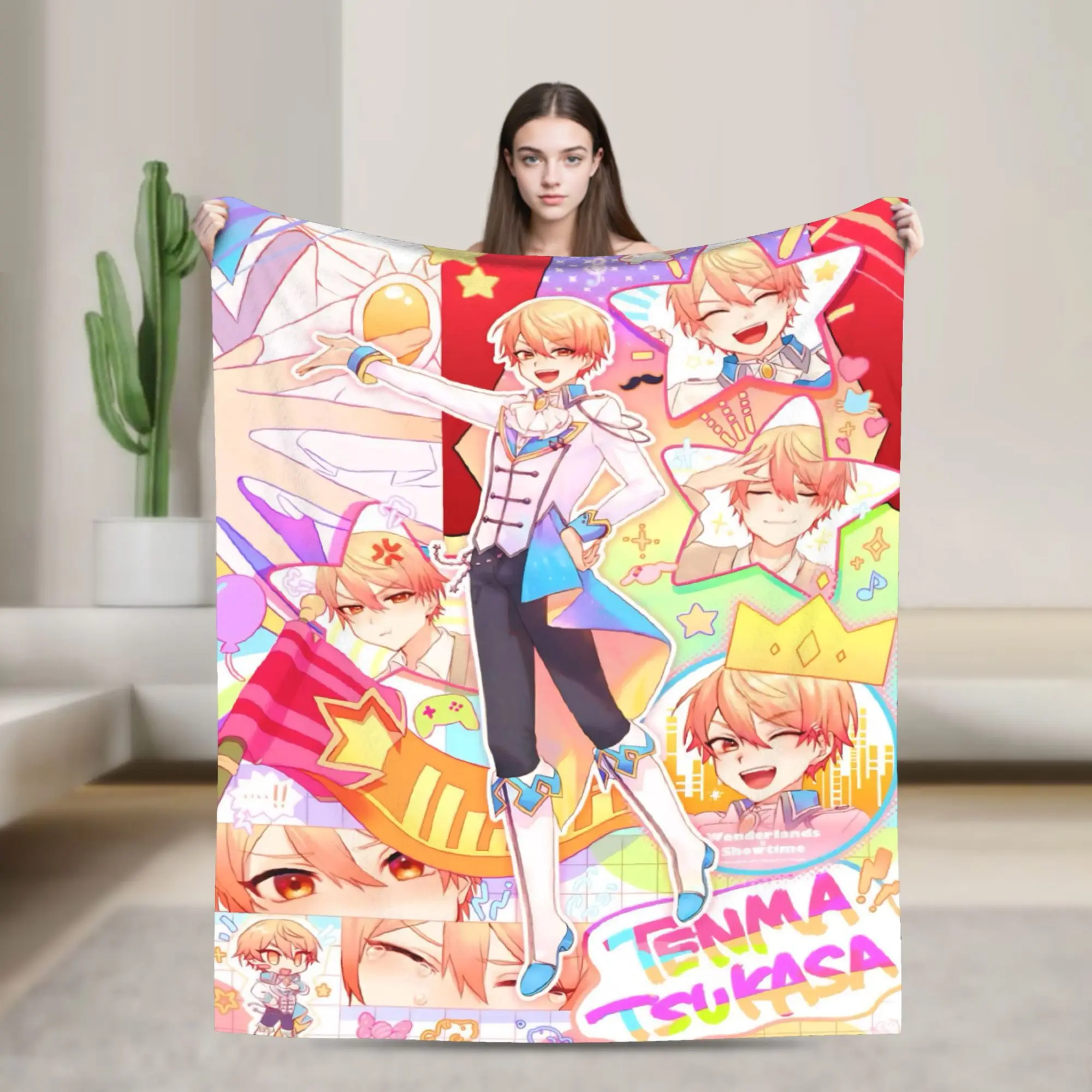 Tenma Tsukasa Flannel Blankets Singer Anime Awesome Throw Blankets for Home 125*100cm Quilt