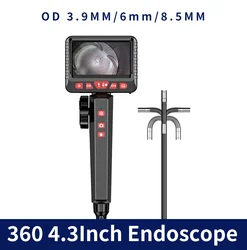 3.9MM 4.3 Cal ekran 1080P 180 stopni dwukierunkowy układ kierowniczy przemysłowy endoskop boroskop IP67 cyfrowy mikroskopowa kamera