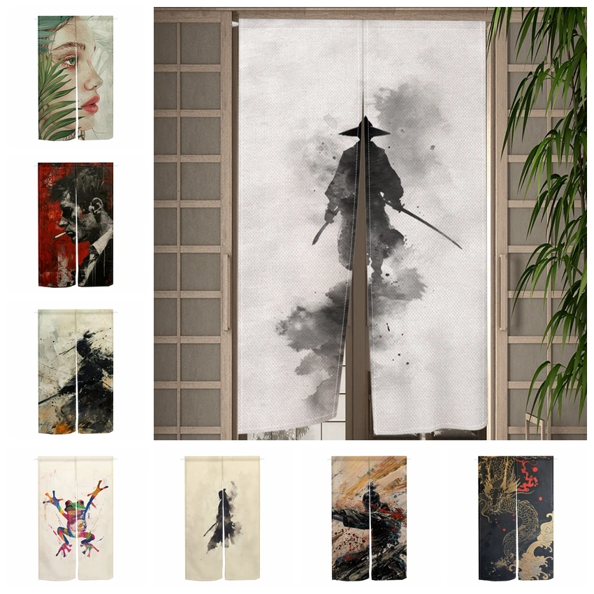 Opaque Japanese Door Curtain Noren Movie Character Decor Apartment Bedroom Half Doorway Curtains Room Partition Hanging Curtains