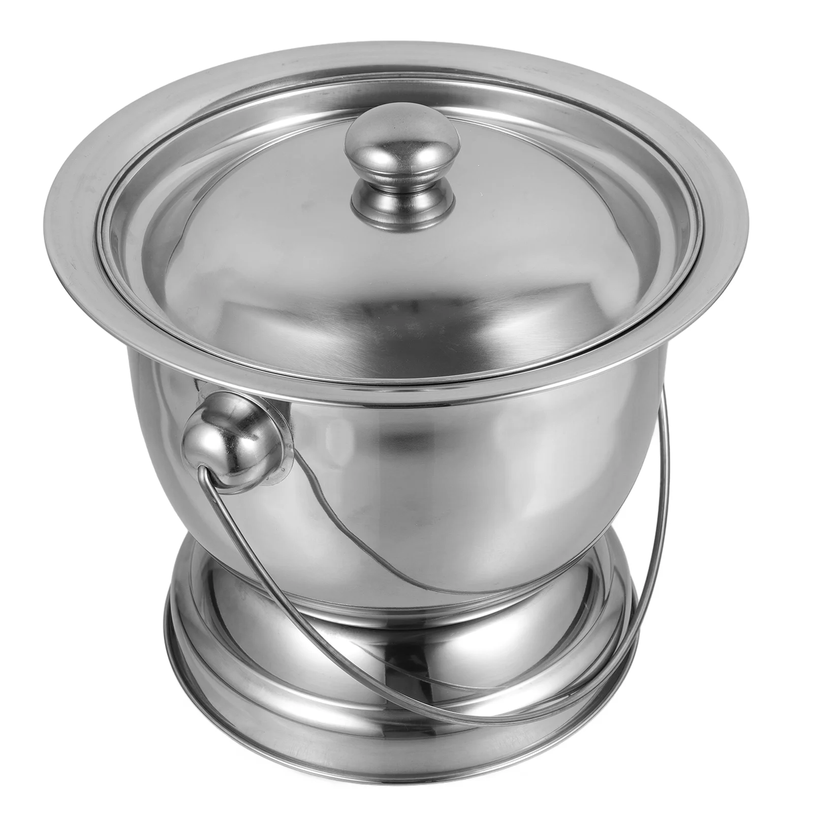 

Stainless Steel Urine Bucket Covered Spittoon Night Holder Bed Pan Portable Commode Leakproof Urinal Elderly Easy