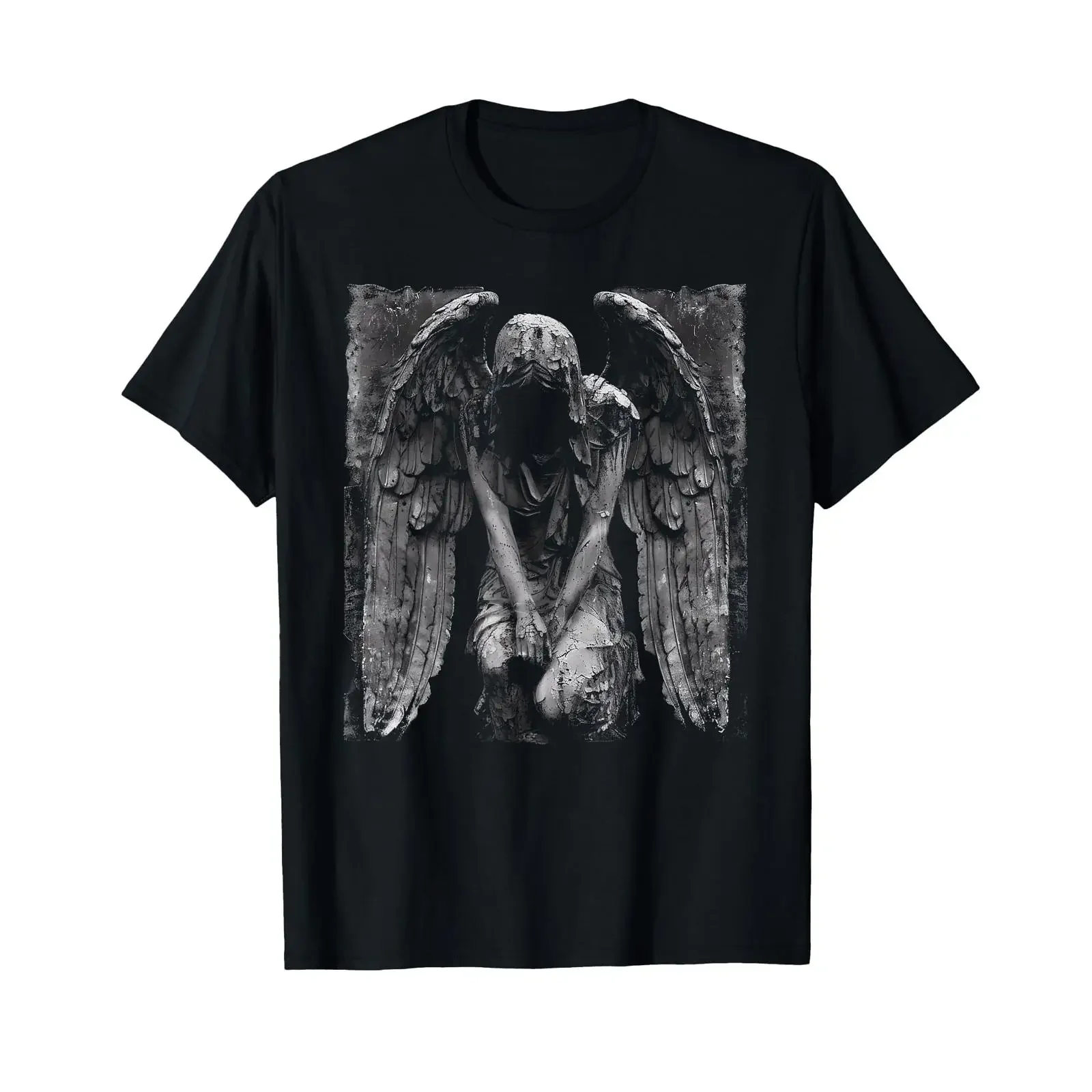 Gothic Angel Fallen Statue Dark Art Occult Demon Goth Horror T Shirt vintage Washed Unisex Comfortable Stylish graphic