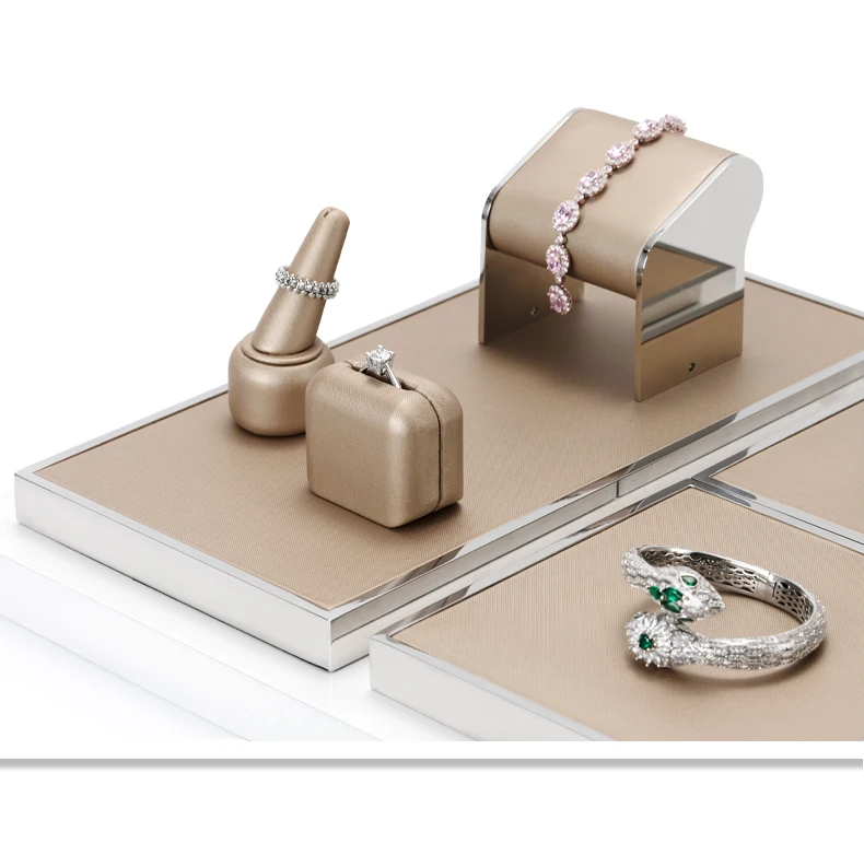 Oirlv Leder-Schmuckständer-Set Metall-Ring-Ohrring-Armband-Halsketten-Schmuck-Organizer-Ständer Uhren-Aufbewahrungshalter – Detail 21
