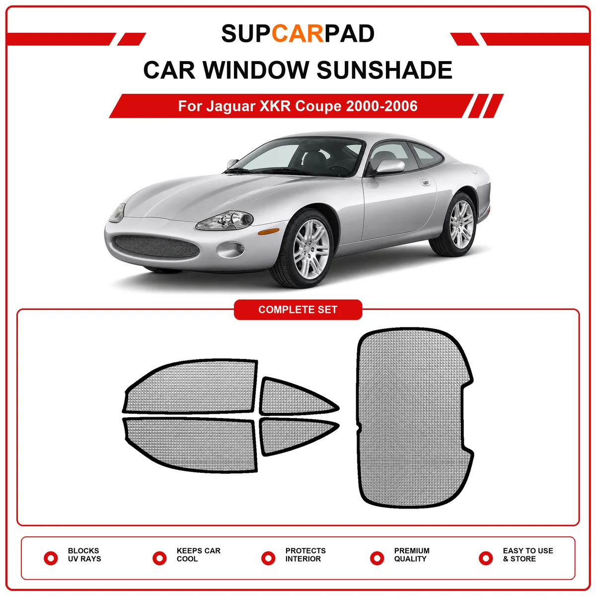 For Jaguar XKR Coupe 2000-2006 Pre‑Cut Auto Window Sunshade Anti‑UV Car Sun Visor Protector