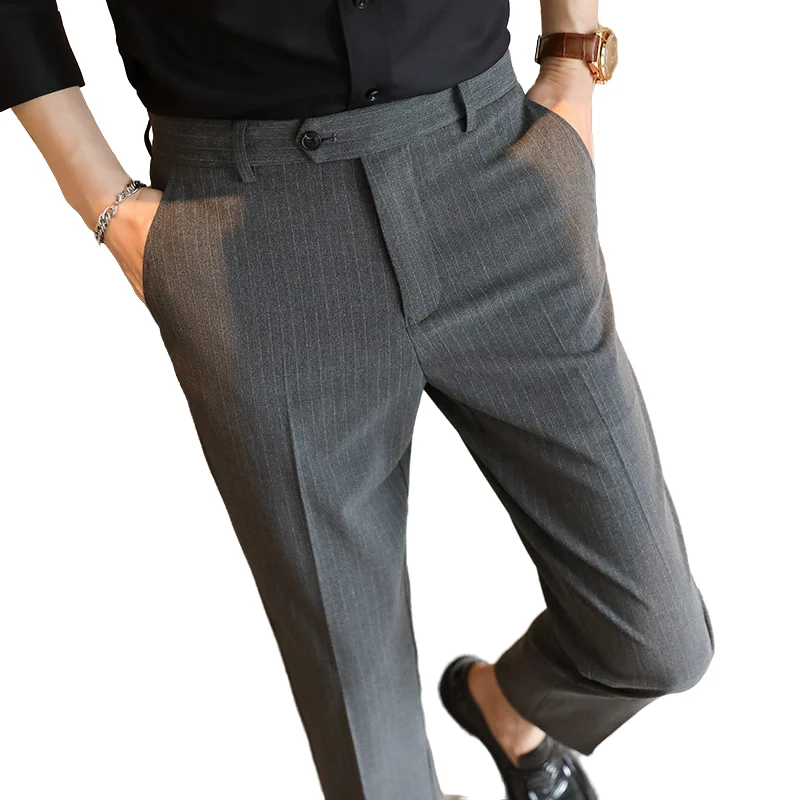 Men'S Urban Formal Wear - Men's Premium Striped Trousers Spring Summer