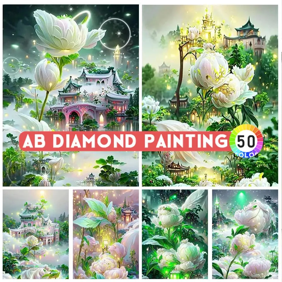 AB diamante ricamo fantasia romantico fiore castello paesaggio 5D fai da te pittura diamante kit immagini strass punto croce