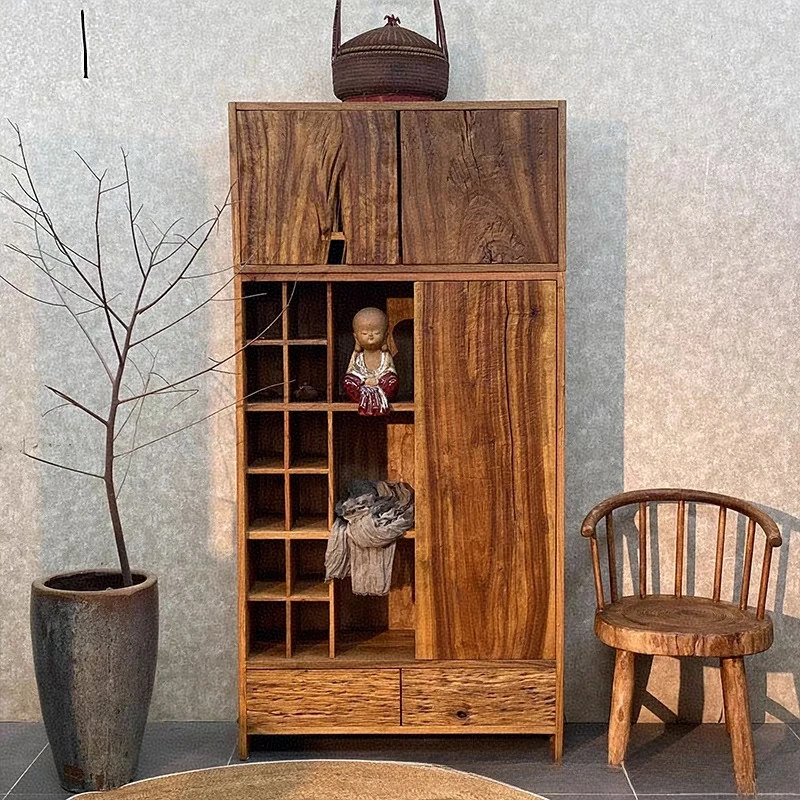 

Wabi Silent Wind Old Elm Weathered Retro Large Capacity Wardrobe Medieval Tea Room