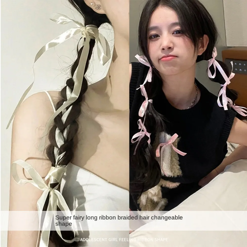 New Colorful Braided Ribbon Hair Band Twist Headwear Silk Hair Tie Long Hair Accessories Headband Girls