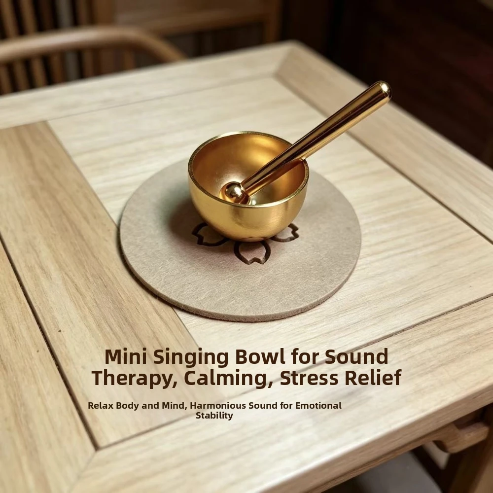 New Mini Singing Bowl Set with Mallet and Ball Handmade Meditation Sound Bowl Relaxing Sound Brass Copper Chant Bowl for Sound