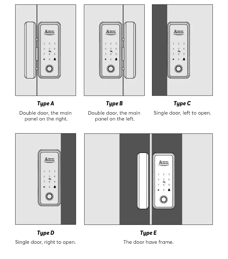 YRHAND Smart Lock for Glass Door Biometric Fingerprint Lock TTlock Tuya Wifi Electronic Lock Digital Keyless for Sliding door