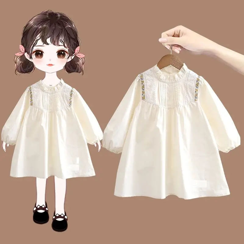 Girl Summer Dress Ruffle Contrast Color Kids Clothes Spring Autumn Versatile Children Clothing