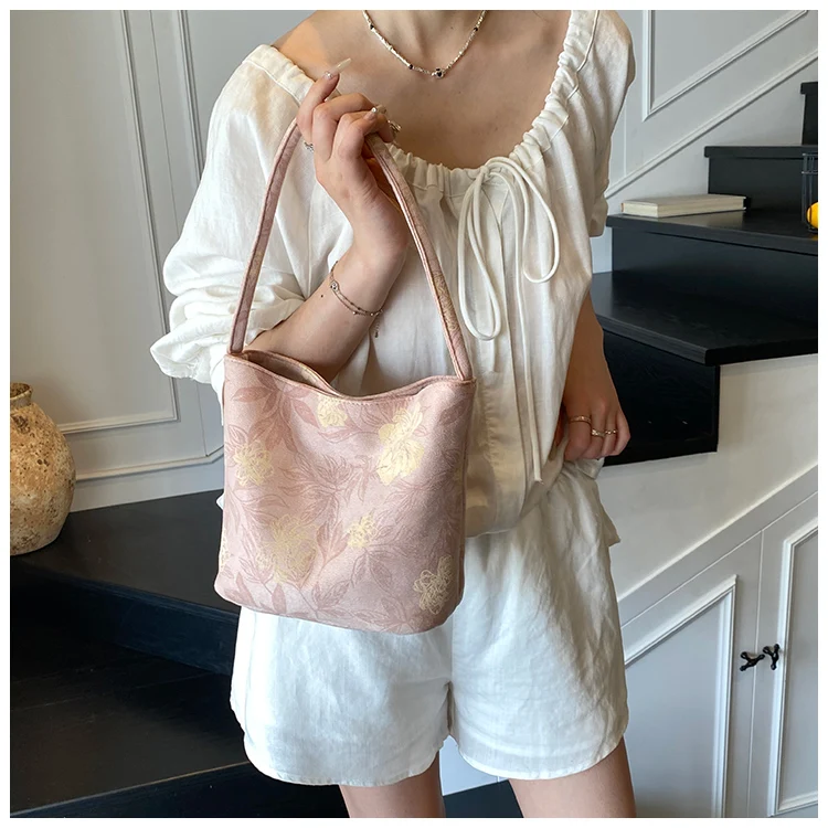 

Advanced Chinese Style Armpit Bag for Women Fashionable and Niche New Chinese Style Versatile Single Shoulder Bucket Bag