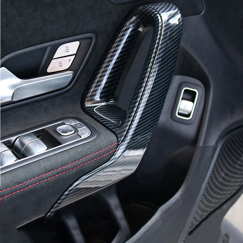 Carbon Fiber Pattern Door Armrest Handle Panel Frame Trim for Mercedes Benz a Class W177 CLA C118 2019-2022 MK3 Car Accessory