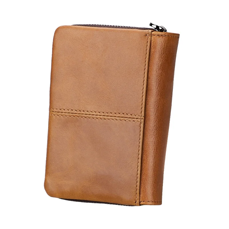 Neue Rfid-Grießüberschreitende Echtleder-Geldbörse für Männer und Frauen, Reißverschlusstasche, funktionelle kleine Tasche, ular Elements