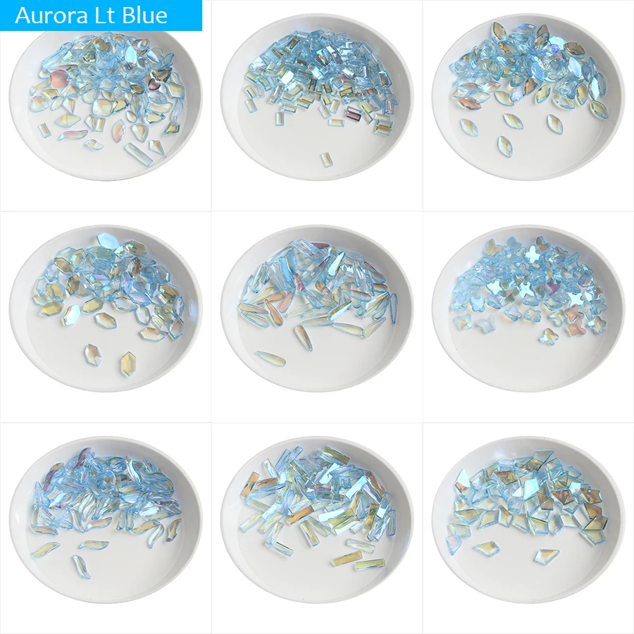 New Beautiful Glitter Flat Back Resin Light Blue Nail Art Decorations Rhinestones 20 Styles To Choose From Crystals