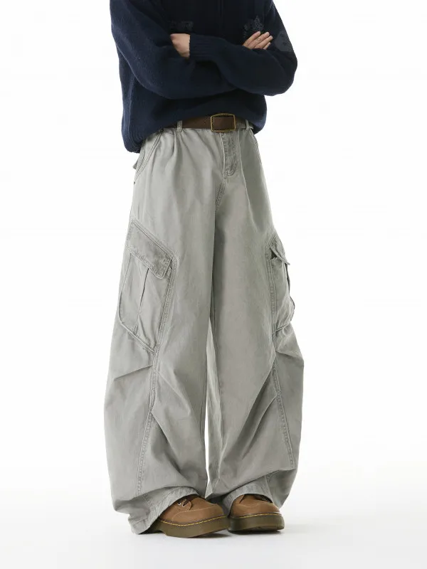 

Мужские повседневные брюки из чистого хлопка в стиле ретро, весна-осень, американский уличный стиль, свободные прямые широкие брюки