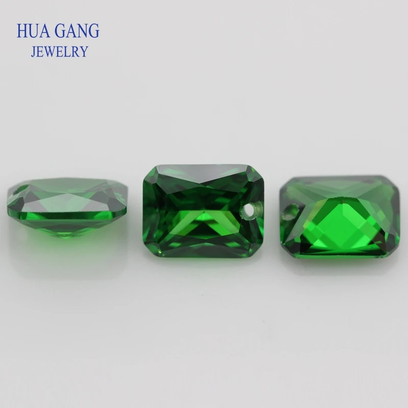 

5A осьмиугольная форма с одним отверстием, красочный зеленый, синий кубический цирконий, камень для изготовления ювелирных изделий, резьбовые бусины, перфорированные бусины