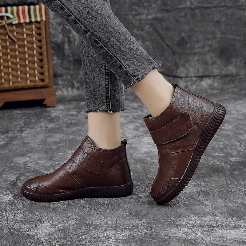 

2024Fashion New Women's Ankle Boots Winter Keep Warm Short Plush Platform Cotton Shoes for Women Soft Leather