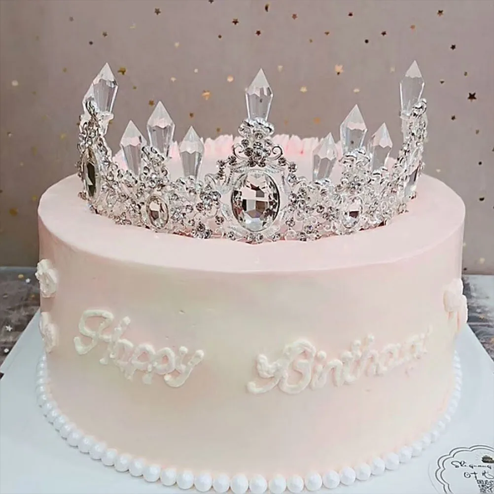 

Crown Decoration Cake Accessories Rhinestones Tiara Wedding Birthday Party Home Decor Elegant Design Durable Material