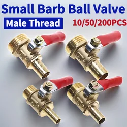 10PCS Brass Barbed Ball Valve with 1/2'',3/8'',1/4'' Male Thread Connectors for Copper Pipe Fitting Coupler,8/10/12mm Hose Barb