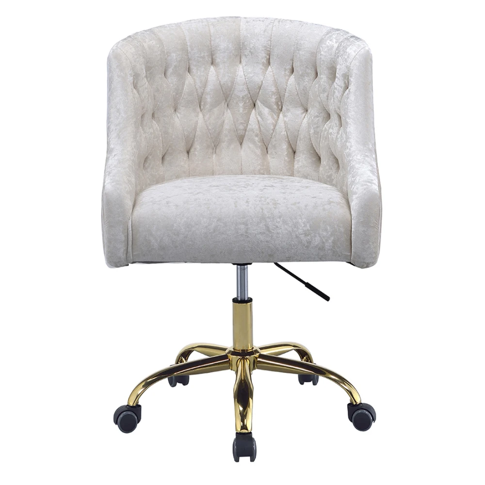 Vintage Cream and Gold Tufted Back Office Chair Long Sitting Elastic Armchair Breathability Silla Gamer Furniture Decoration