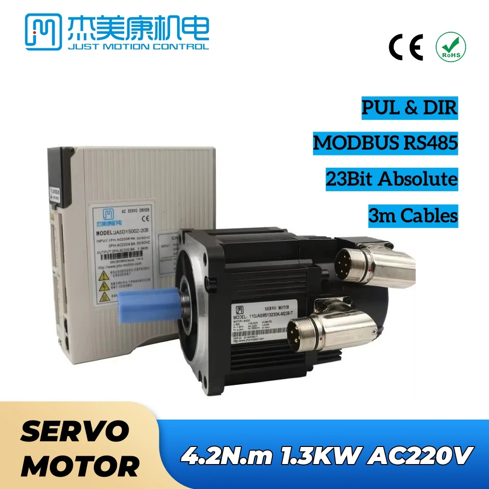 JMC 220V 1.3KW 1300W monofásico serie JASD servomotor y controlador de CA de alto voltaje para kits de máquinas CNC de corte láser de impresión 3D