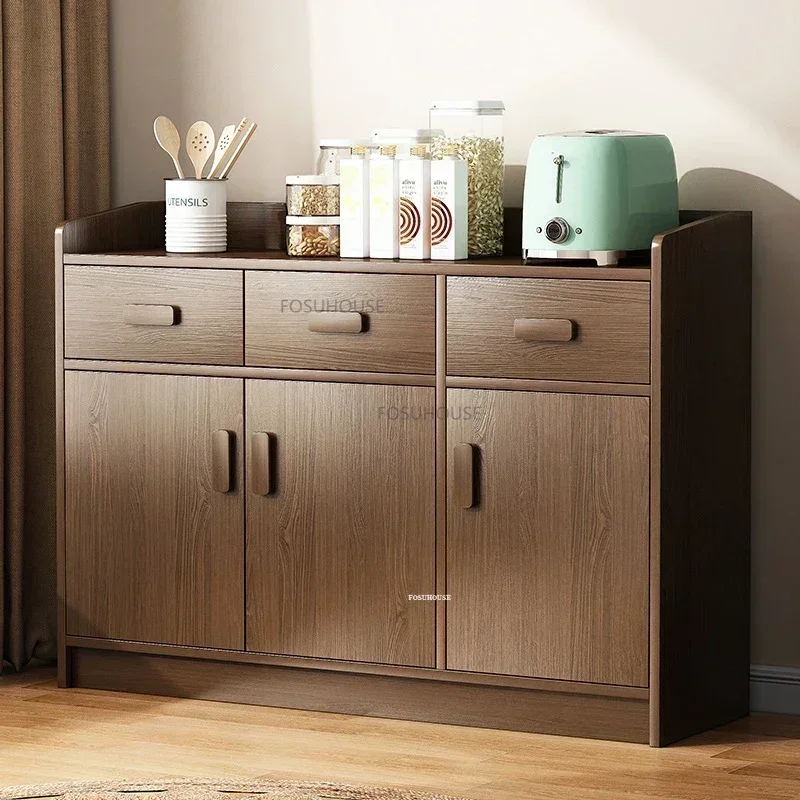 #Modern Kitchen Cabinet Wood Color Wood Based Panel Sideboard Cupboard Household Storage Furniture Minimalist Design Home Décor