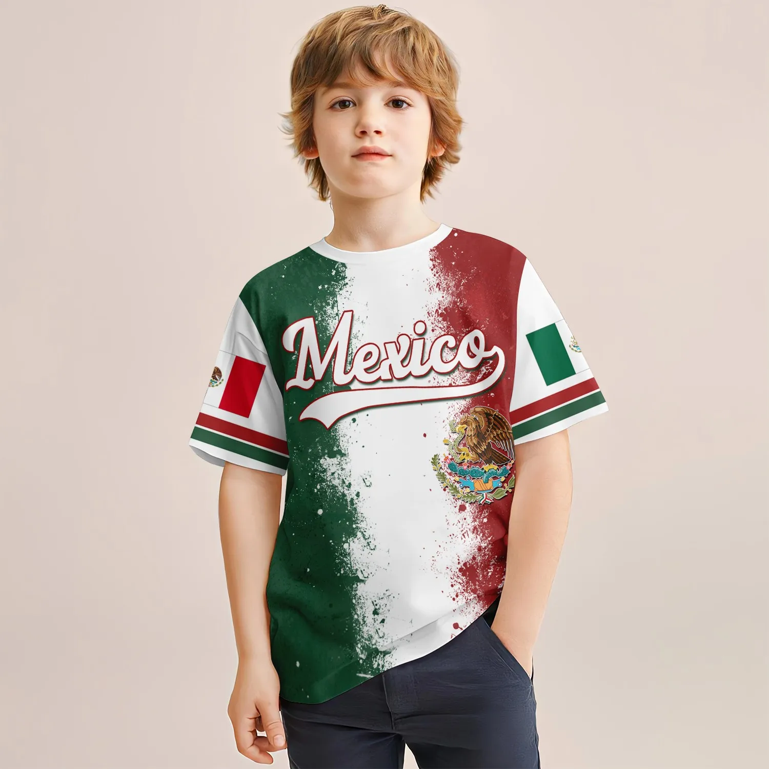 Summer New Style Boys 3dprinted Short-Sleeved T-Shirt Girls Casual Tops Mexican Independence Day Fashion Clothing 4-14 Years old