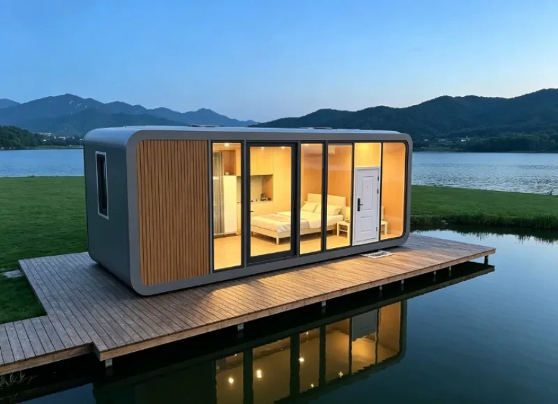 Modern Tiny Apple Capsule Mobile Cabin With Integrated Kitchen And Bathroom For Hotel Accommodation, Camping And Office Projects