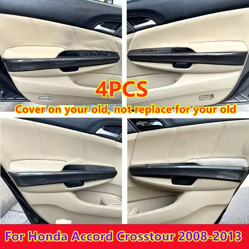 

4x Inner Door Panel Strip Carbon Fiber Trim For Honda Accord Crosstour 2008-2013