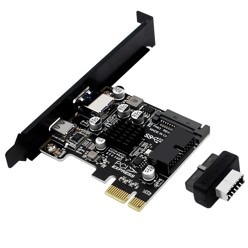 Top-PCIE To USB 3.0 A Port Expansion Card USB C Controller 5Gbps High-Speed Riser Card With SATA 15PIN Power Interface