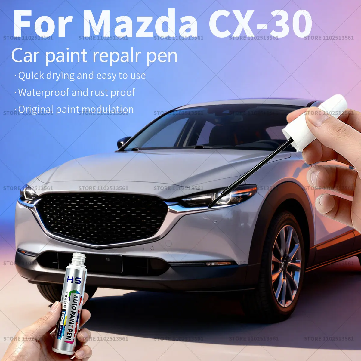 

Car Paint Repair Pen Touch Up Scratch Remover DIY Auto Accessories For Mazda CX-30 Blue 42M White 34K Red 42V Grey 47C 46G