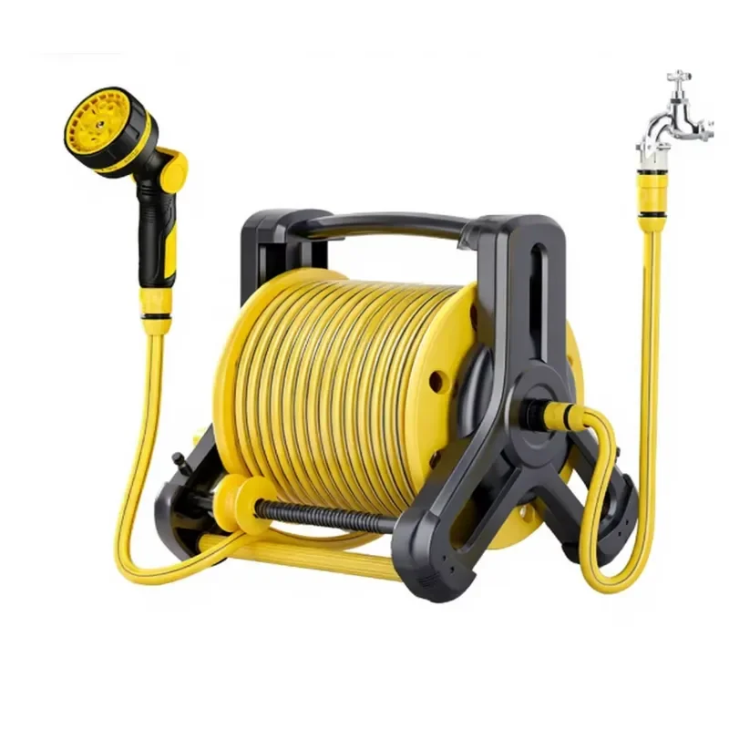 Wall Mountable Garden Tools and Equipment Lightweight Hose Set Mini Watering Garden Hose Reel Set with 7 Pattern Nozzle