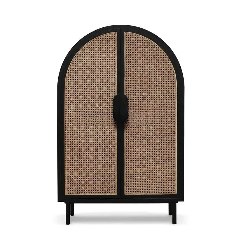 

American Retro Rattan Arch Sideboard Wine High Living Room Entrance Curio Arch