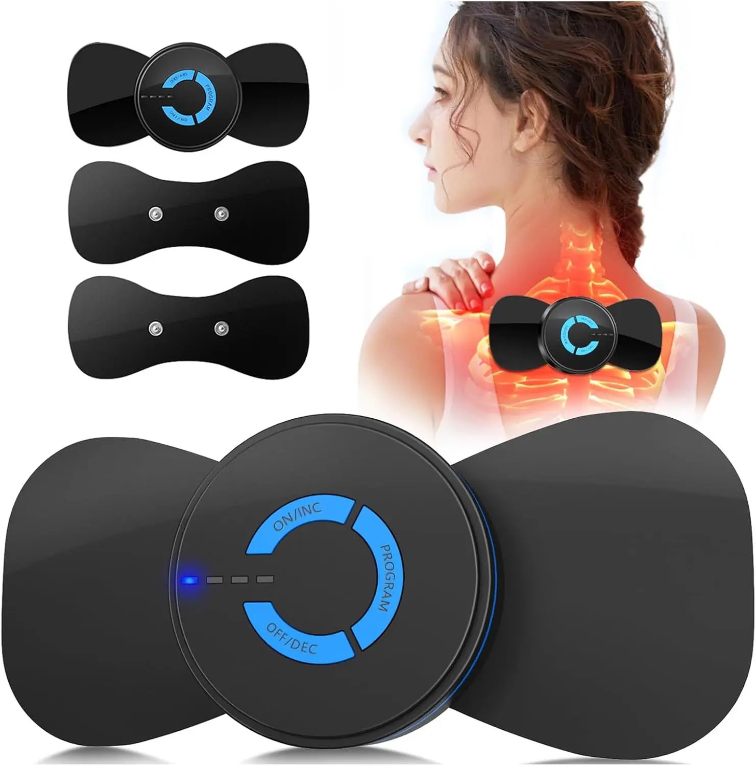 Mini Massager,Rechargeable Intelligent TENS Unit Muscle Stimulator for Pain Relief - FSA or HSA Eligible Deep Tissue EMS Massage