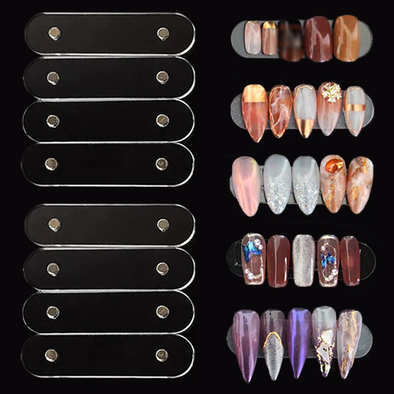 10PCS Magnet Strips For Nail Display Shelf Acrylic False Nail Tips Holder Nail Gel Polish Display Practice Palette Manicure Tool