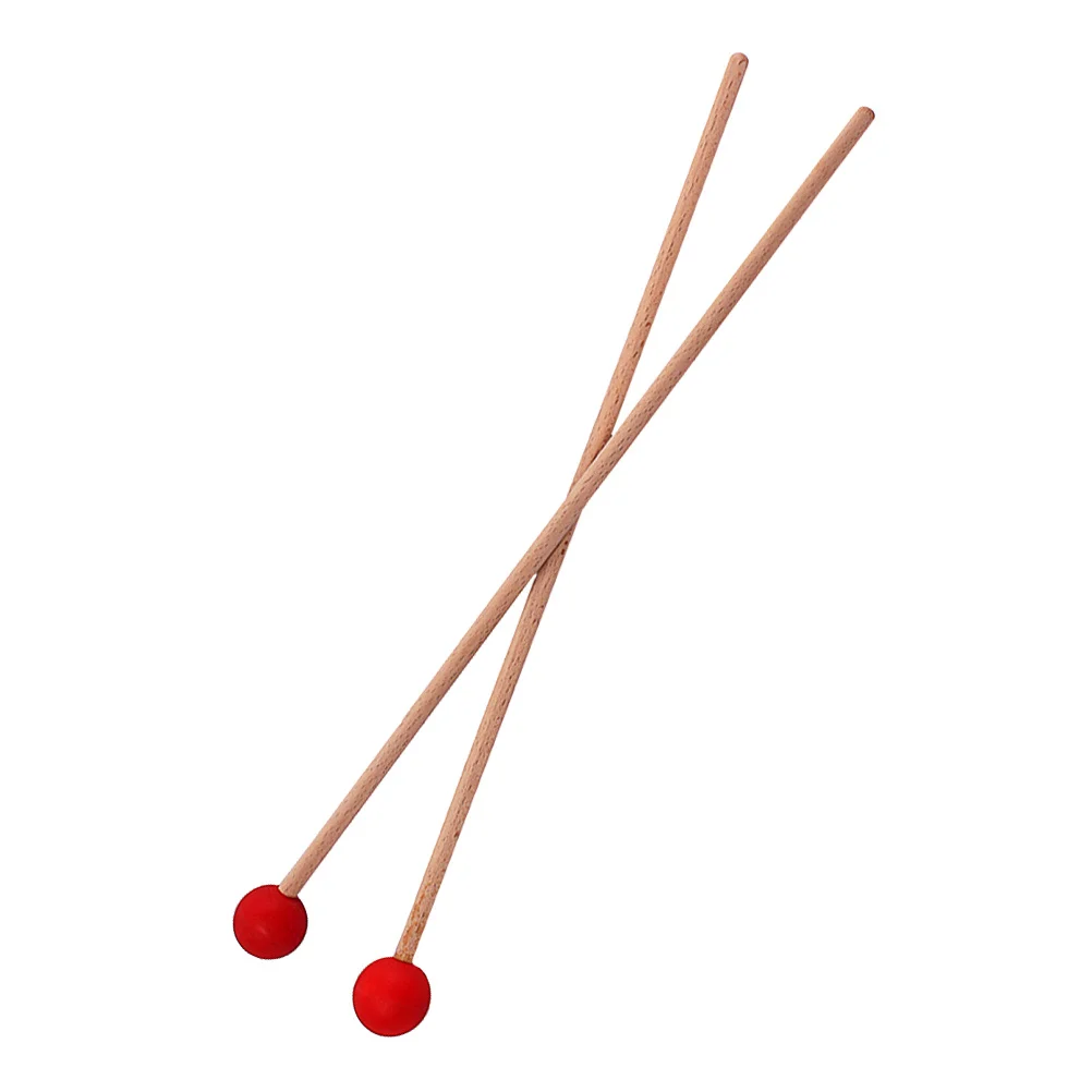 

1Pair Big Drum Mallet with Wood Handle Rubber Tip for Bell Glockenspiel Percussion Stick Early Learning Musical Gift Red
