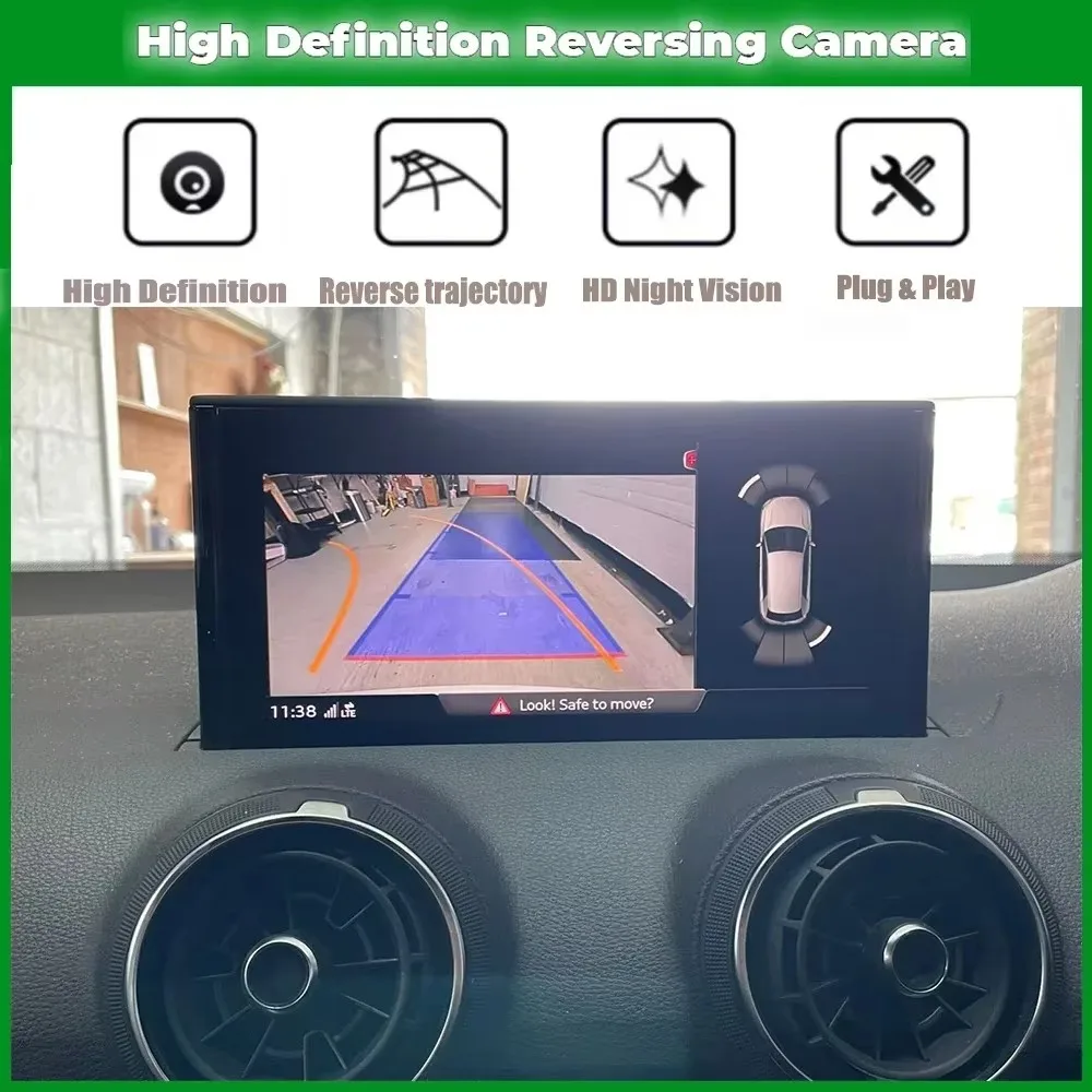 Car Canbus Dynamic Trajectory Rear Backup Camera For Audi A3 2018 ~ 2020 Parking Reverse Camera Plug & Play Work With MIB2 Unit