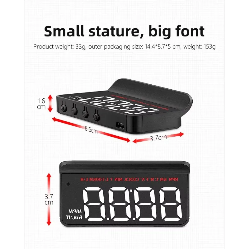 New M5 Car HUD OBD2 Head Up Display Fuel Consumption Coolant Voltage Projector Windshield Auto Electronic Overspeed RPM Alarm