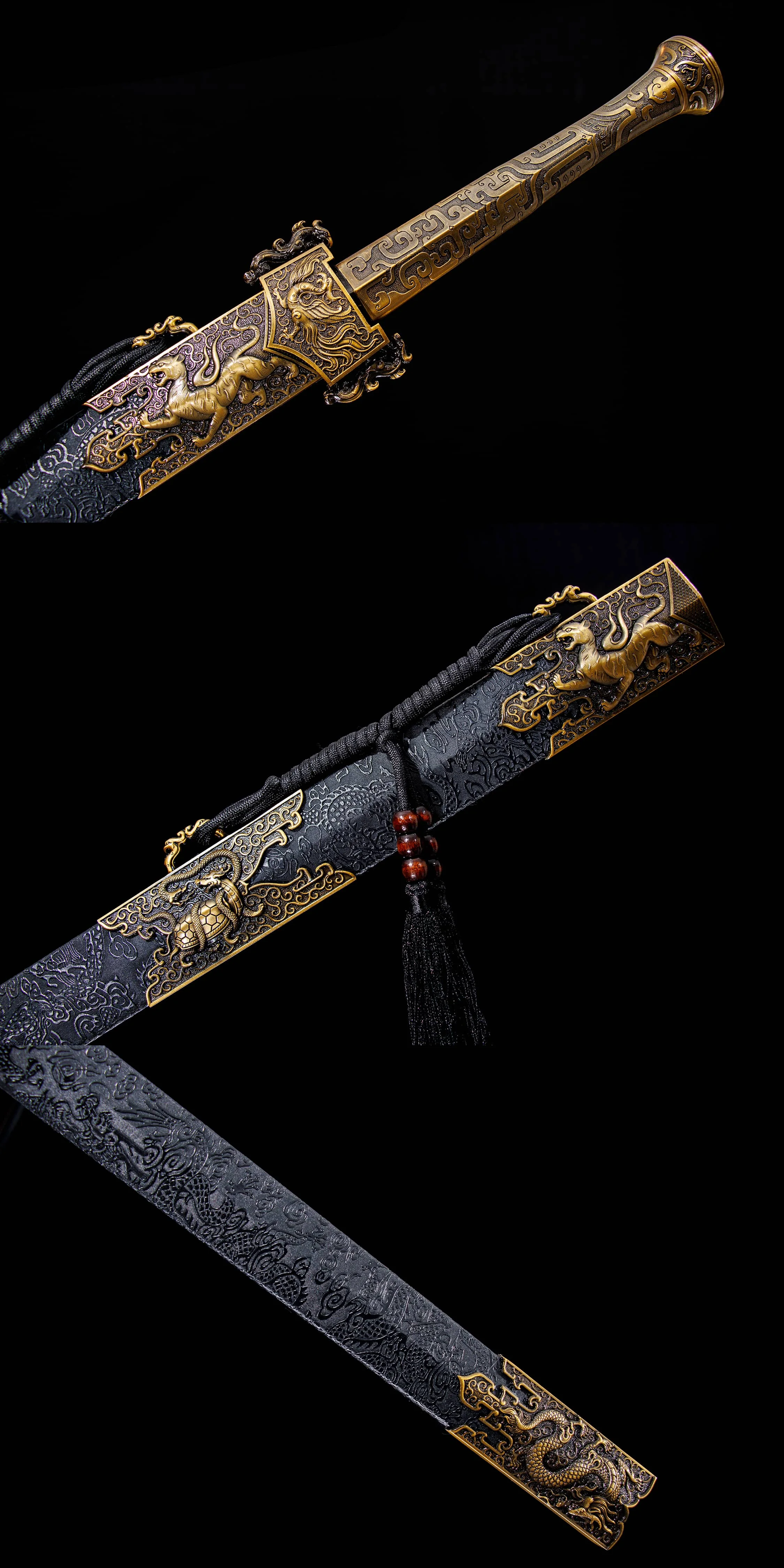 104cm Medieval full tang battle preparation High carbon Steel sharp katana samurai Sword weapons Chinese divine beast cosplay