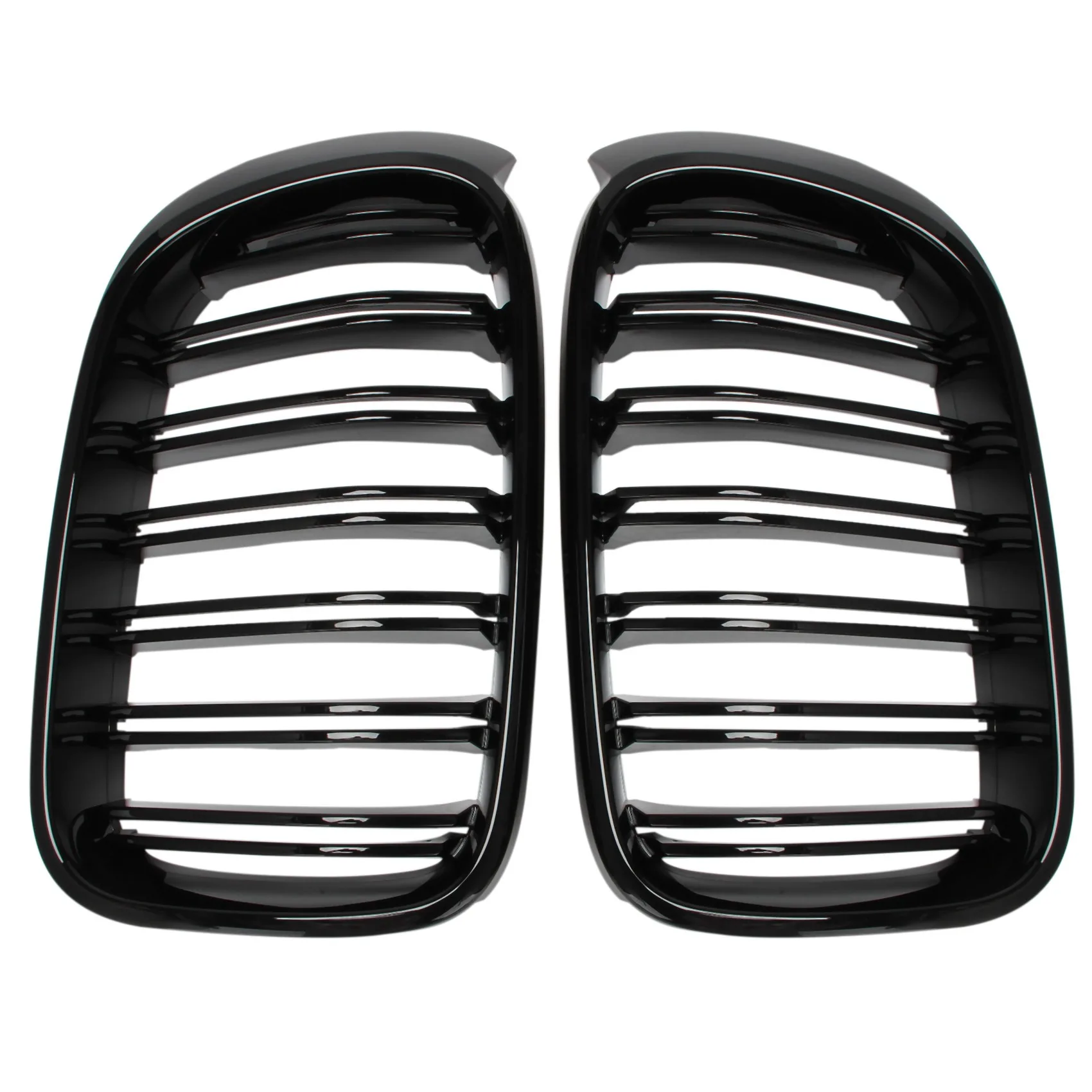 Front Bumper Kidney Grille Dual Line Mesh Grille for-BMW X3 X4 F25 F26 2014 2015 2016 2017, Glossy Black