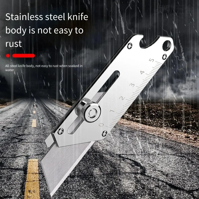 Mini Heavy-Duty Full Steel Wallpaper Knife - Stainless Steel Utility Tool, Industrial Grade Trapezoidal Blade for Precision