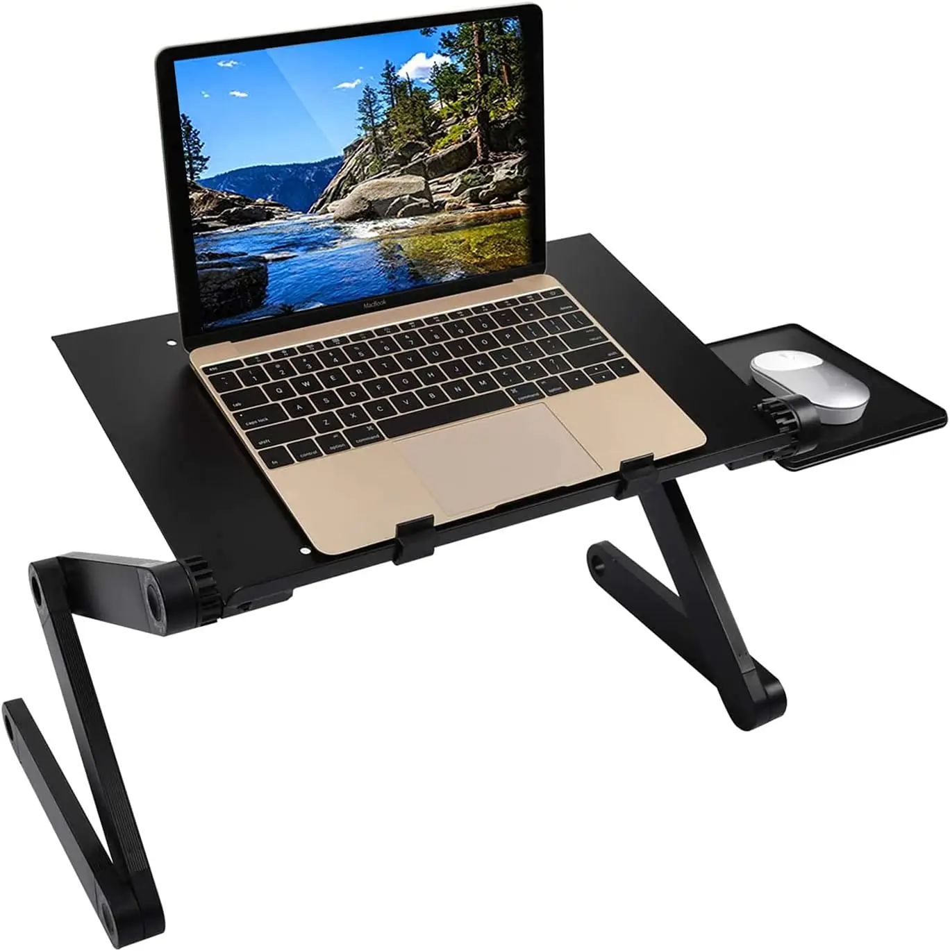 Inklapbaar bed Tafel lichtgewicht compact verstelbaar computerbureau voor pc Draagbare leestafel voor ultrabook Boek Tijdschrift en ontbijt Zwart