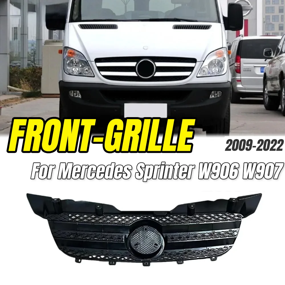 

For Mercedes-Benz Sprinter W906 W907 2009-2022 Front Upper Bumper Grille,Mesh Black Glossy Car Body Kit Tuning Accessories